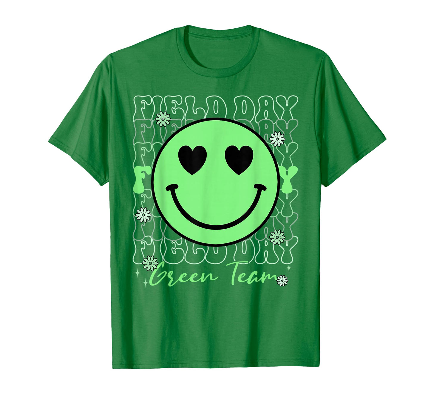 Field Day Green Team Smile Face Field Day Games Kids Teacher T-Shirt
