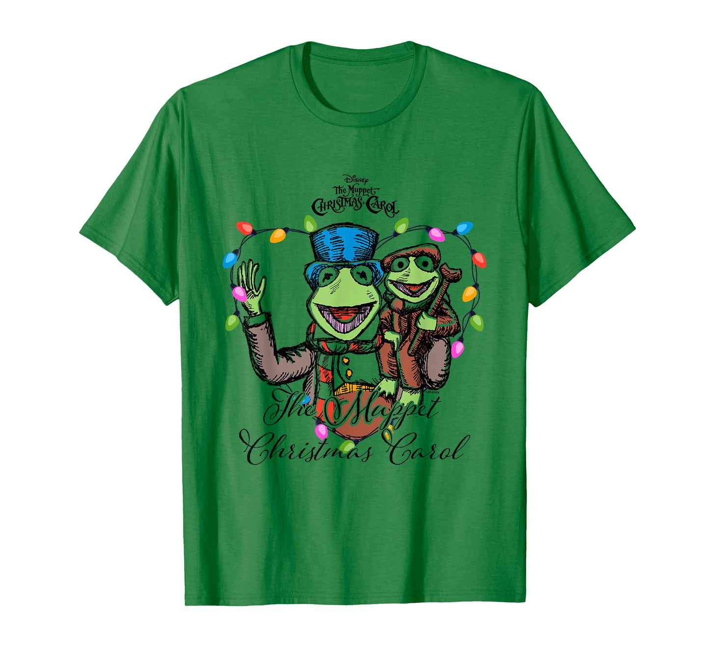 Disney The Muppet Christmas Carol Kermit Tiny Tim Colorful T-Shirt