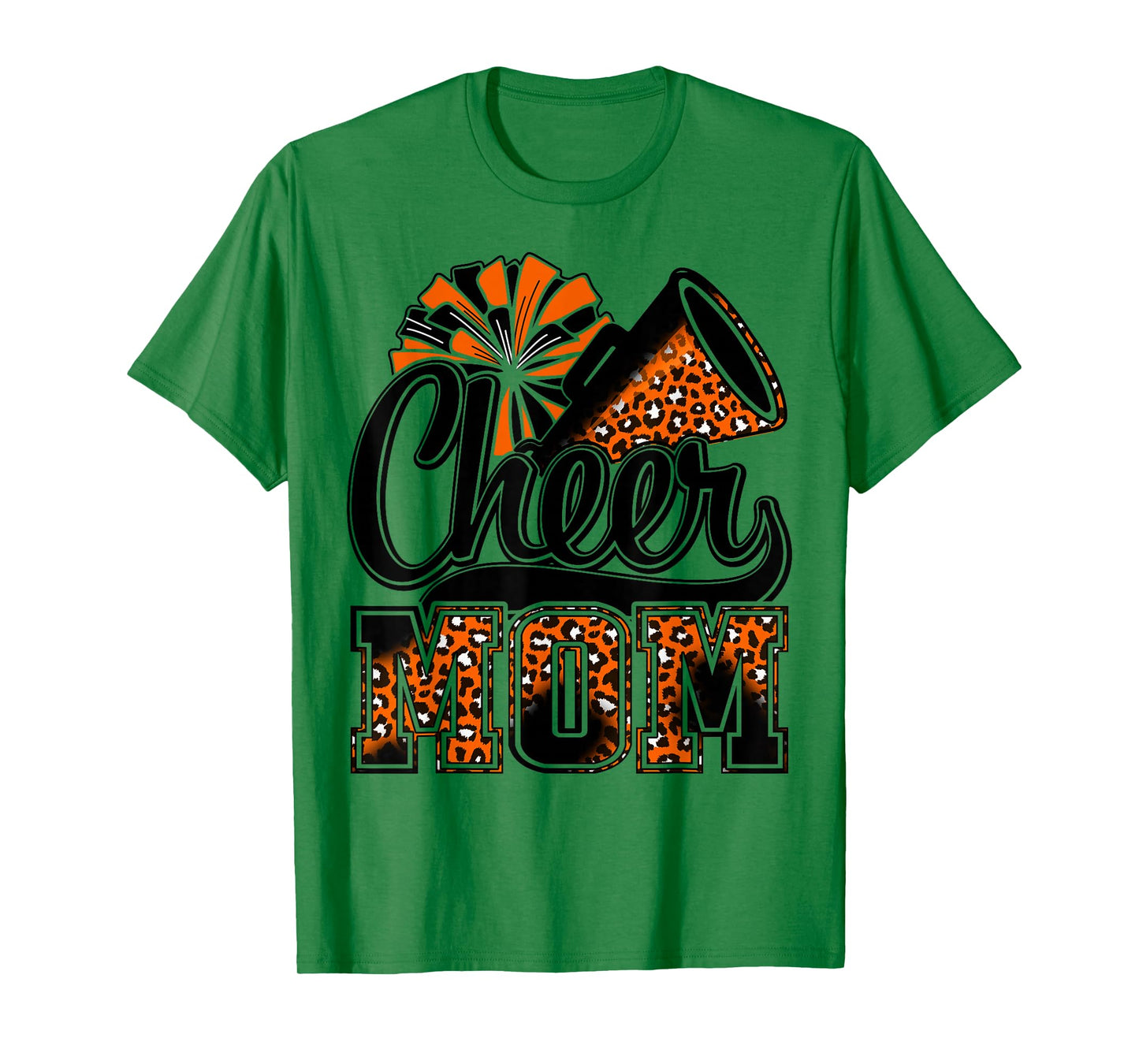 Cheer Mom Orange Leopard Cheerleader Competition Game Day T-Shirt