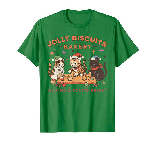 Jolly Biscuits Bakery Vintage Family Christmas Baking Crew T-Shirt