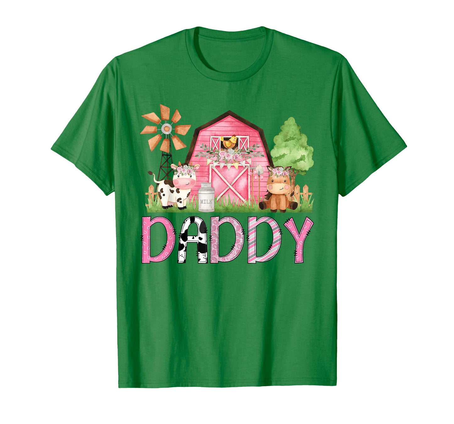 Daddy Pink Farm Animal Birthday Kids Matching Family T-Shirt