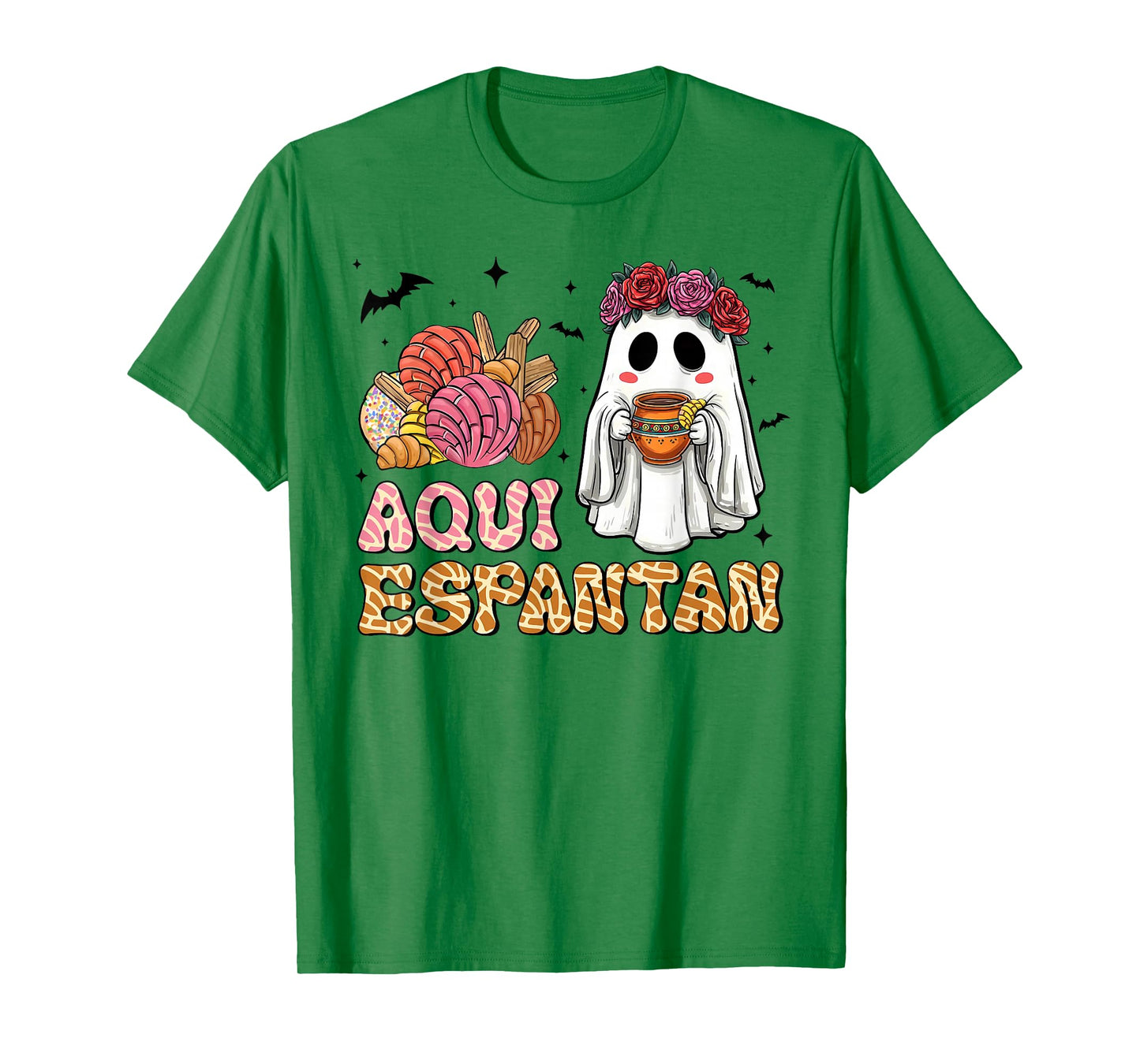 Aqui Espantan Spanish Halloween Mexican Conchas Ghost Women T-Shirt