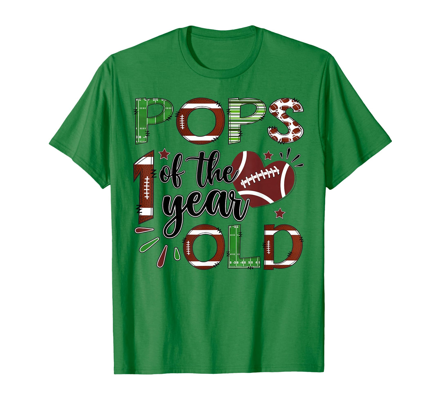 Pops of The 1 Year Old Football 1st Birthday Boy Matching T-Shirt