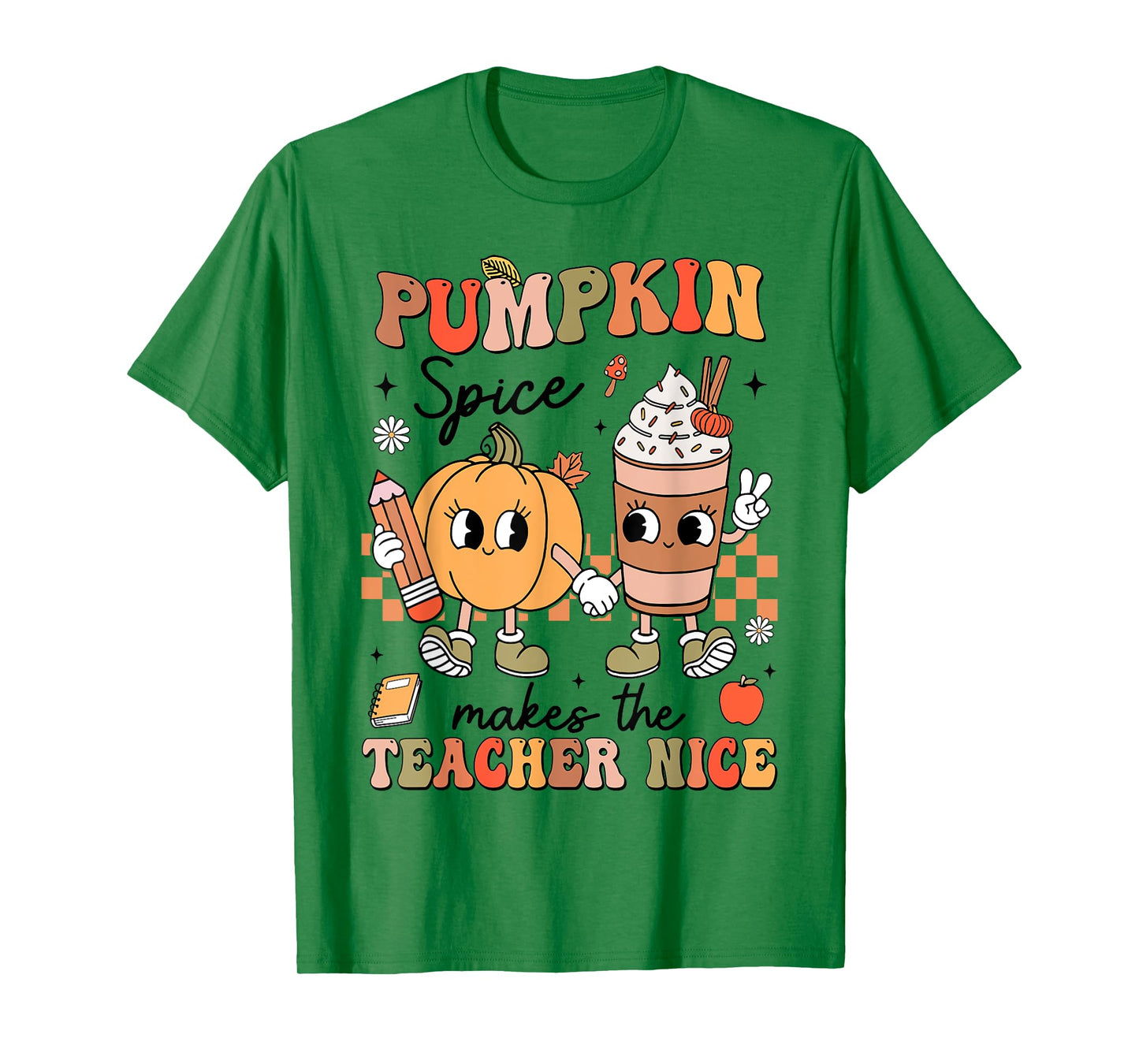 Groovy Pumpkin Spice Makes Teacher Nice Fall Thanksgiving T-Shirt