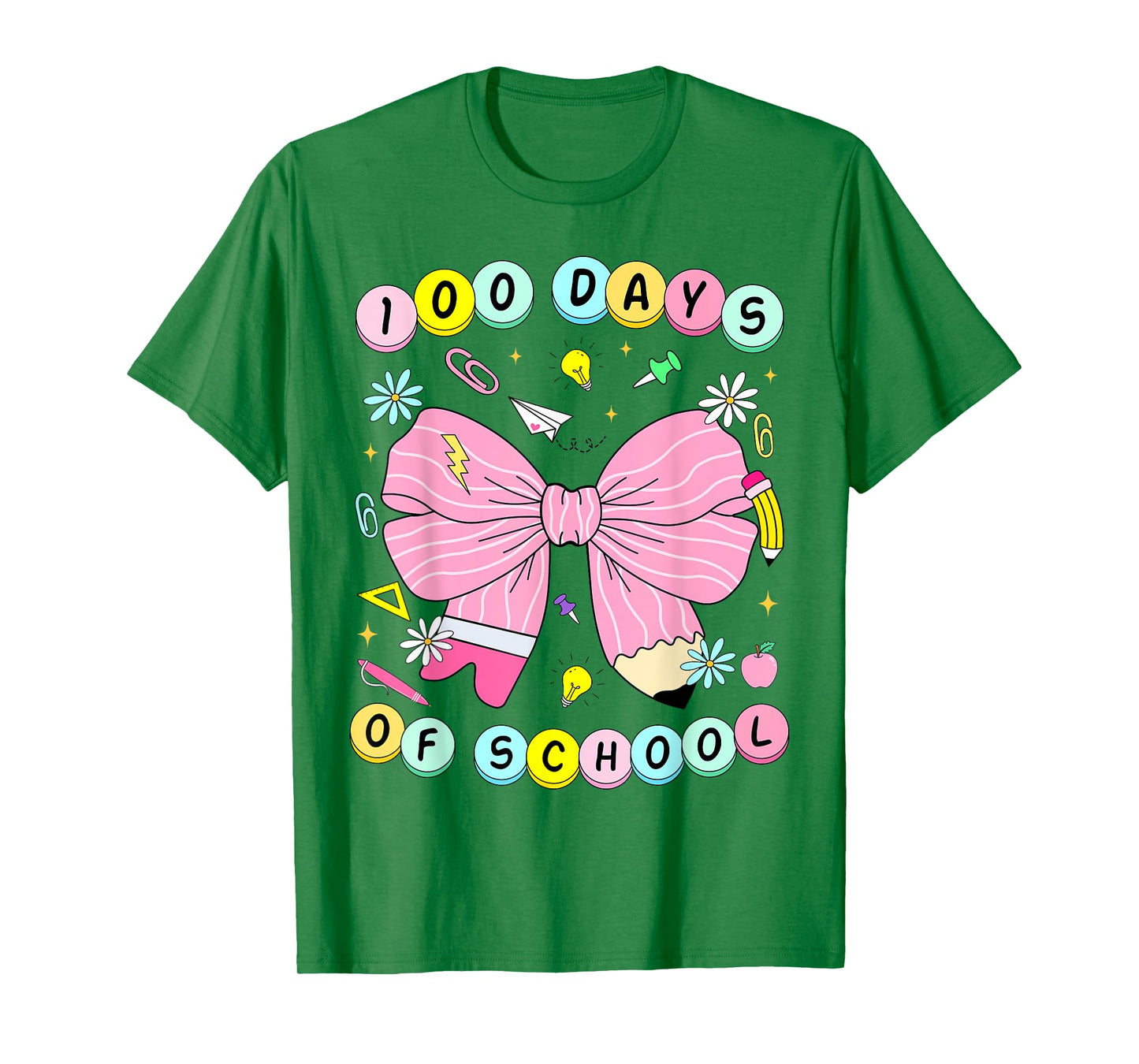 100 Days of School Girls Coquette Bow 100th Day of School T-Shirt