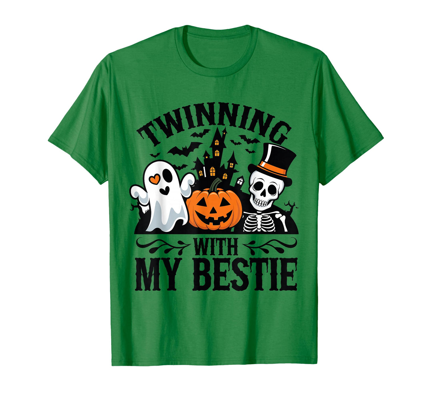 Twinning with My Bestie Skeleton Halloween Matching T-Shirt