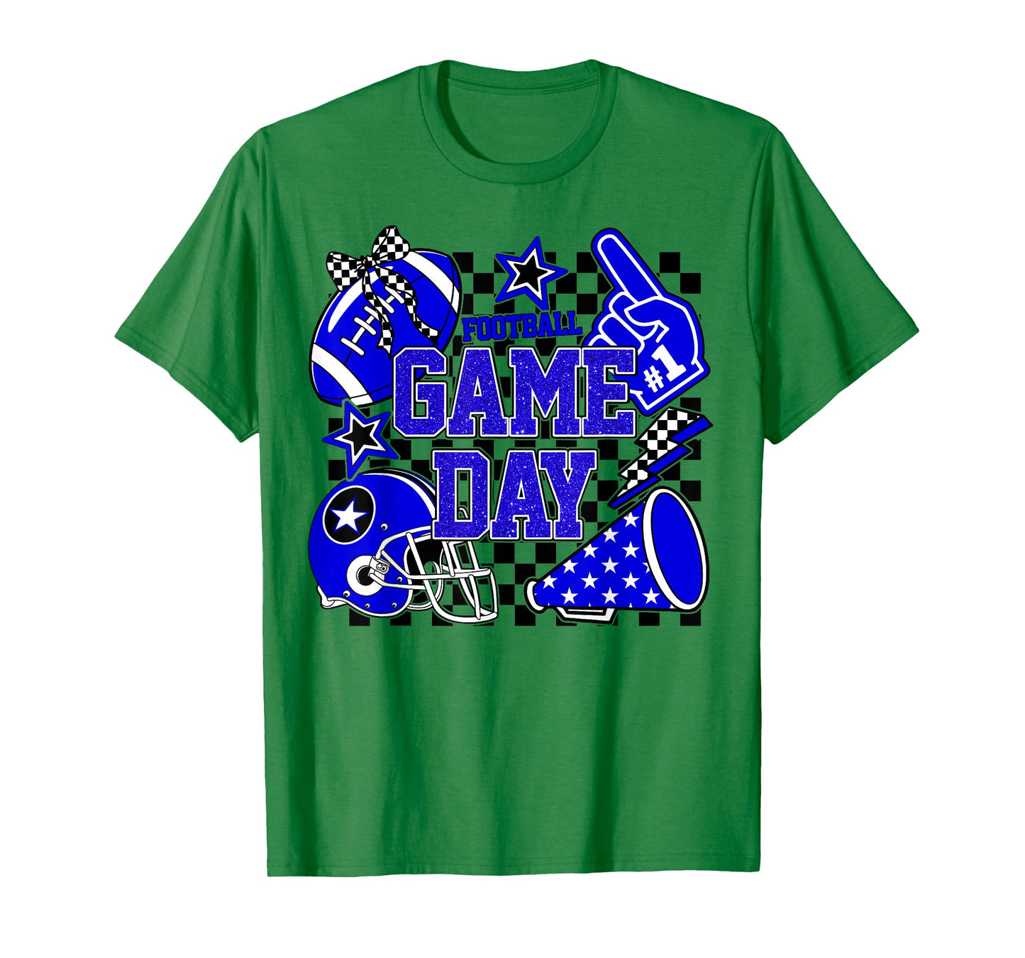 Game Day Football Touchdown Season Girly Team Spirit Blue T-Shirt
