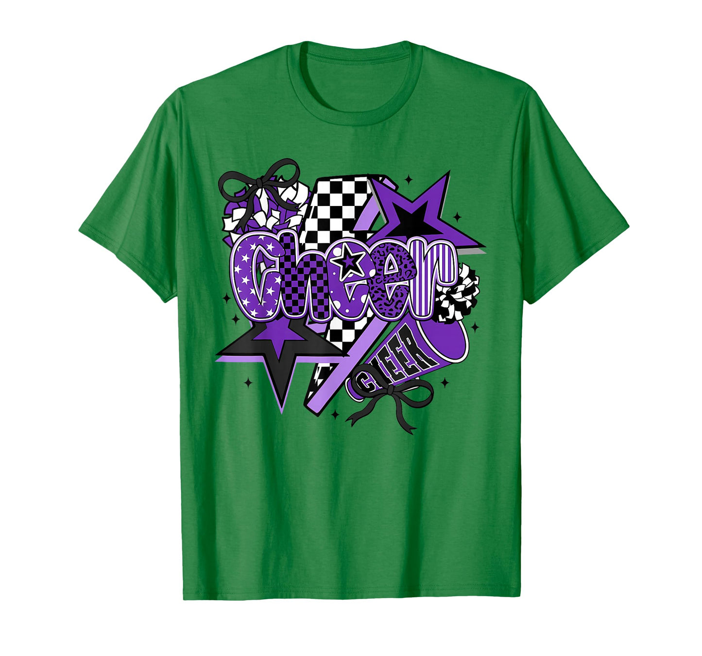 Preppy Cheer Game Day Cheer Mom Cheerleader Go Cheer Purple T-Shirt