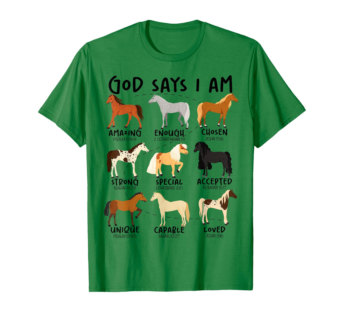 God Says I Am Horses Christian Women Girls Kids Boy Horse T-Shirt