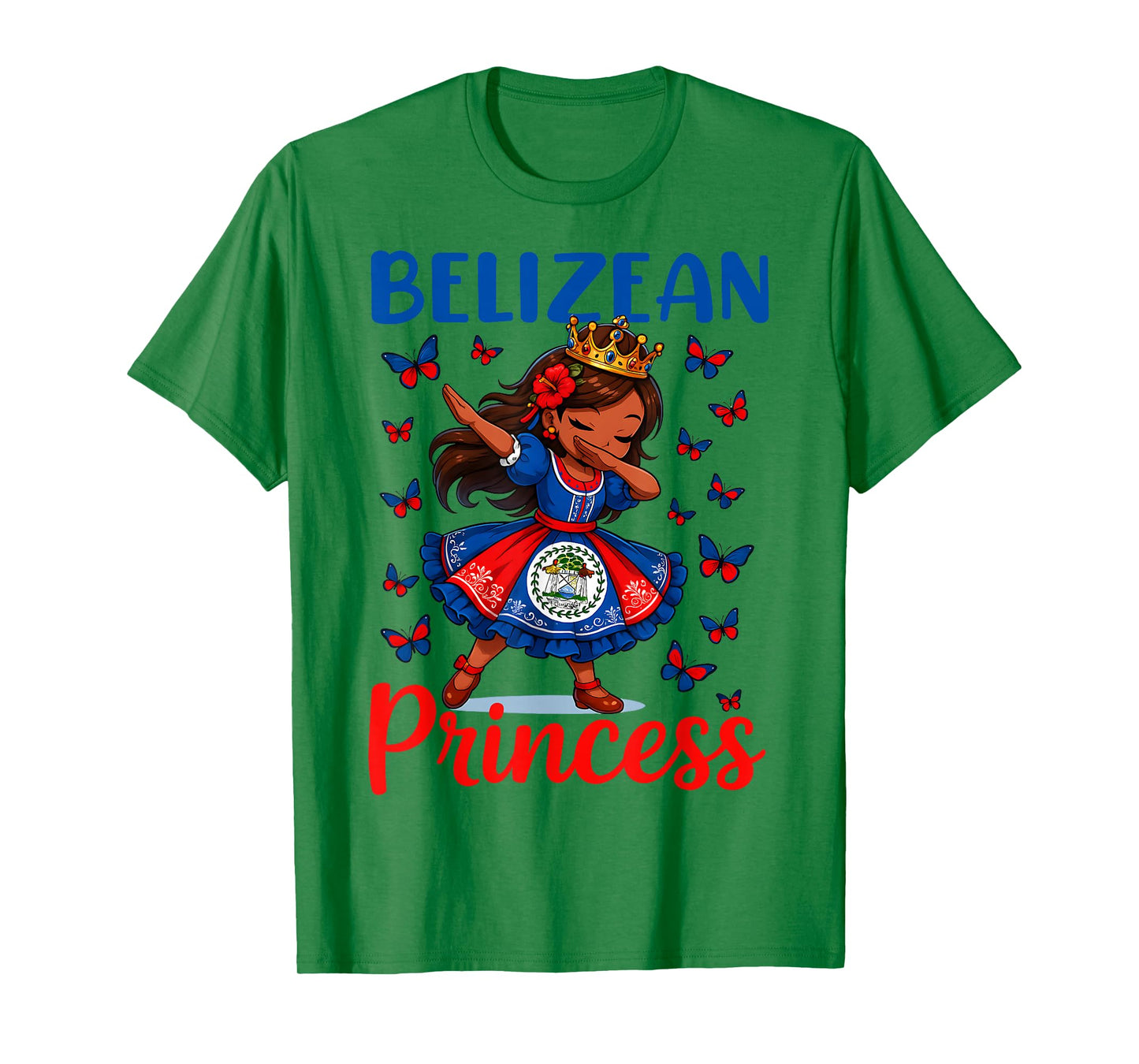 Belizean Princess Dabbing Girl Cute Belize Pride Outfit Kids T-Shirt