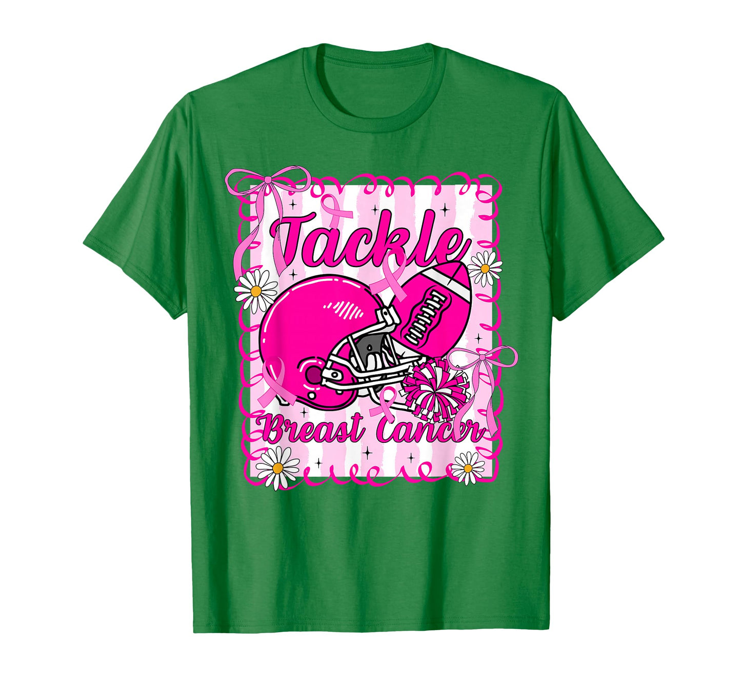Tackle Breast Cancer Awareness American Football Cheer Women T-Shirt