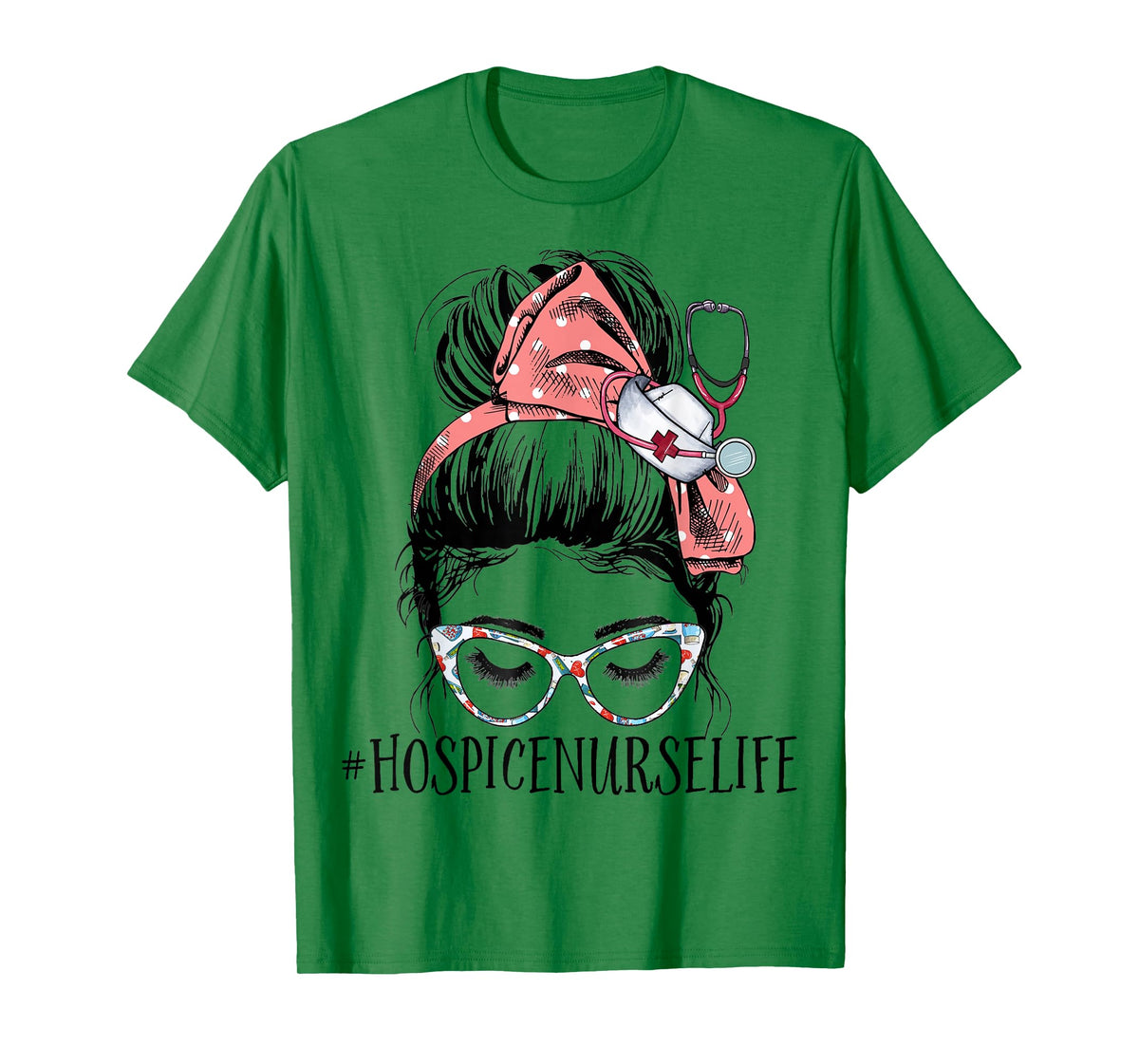 Hospice Nurse Life Funny Messy Bun RN Registered Nursing T-Shirt