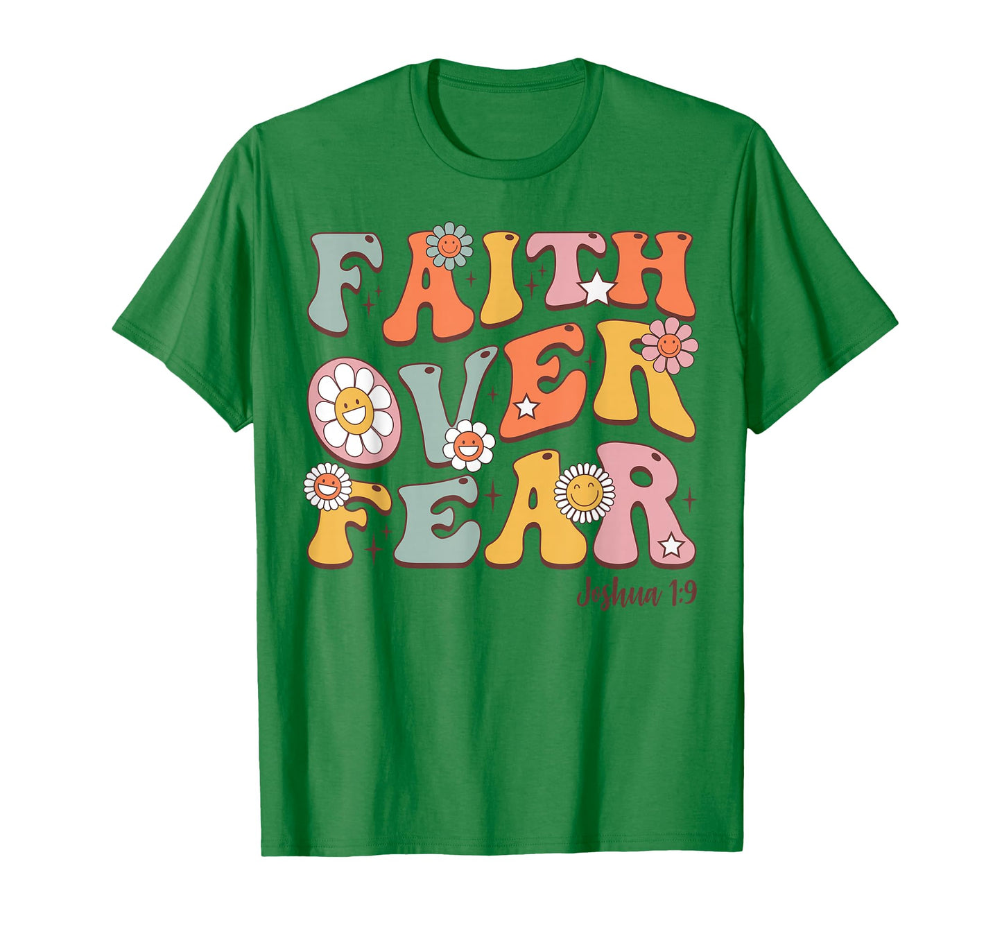 Christian-Shirt Girls Faith Over Fear Cute Jesus Kids Youth T-Shirt