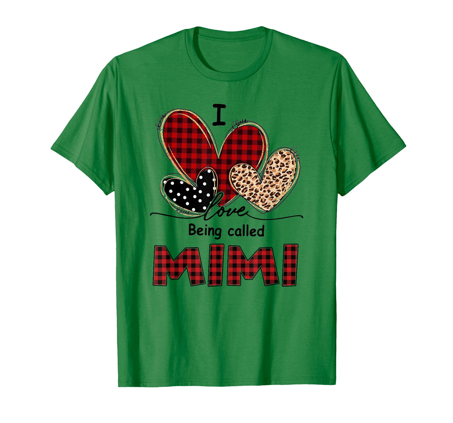 I Love Being Mimi Red Plaid Leopard Christmas Valentine Mimi T-Shirt