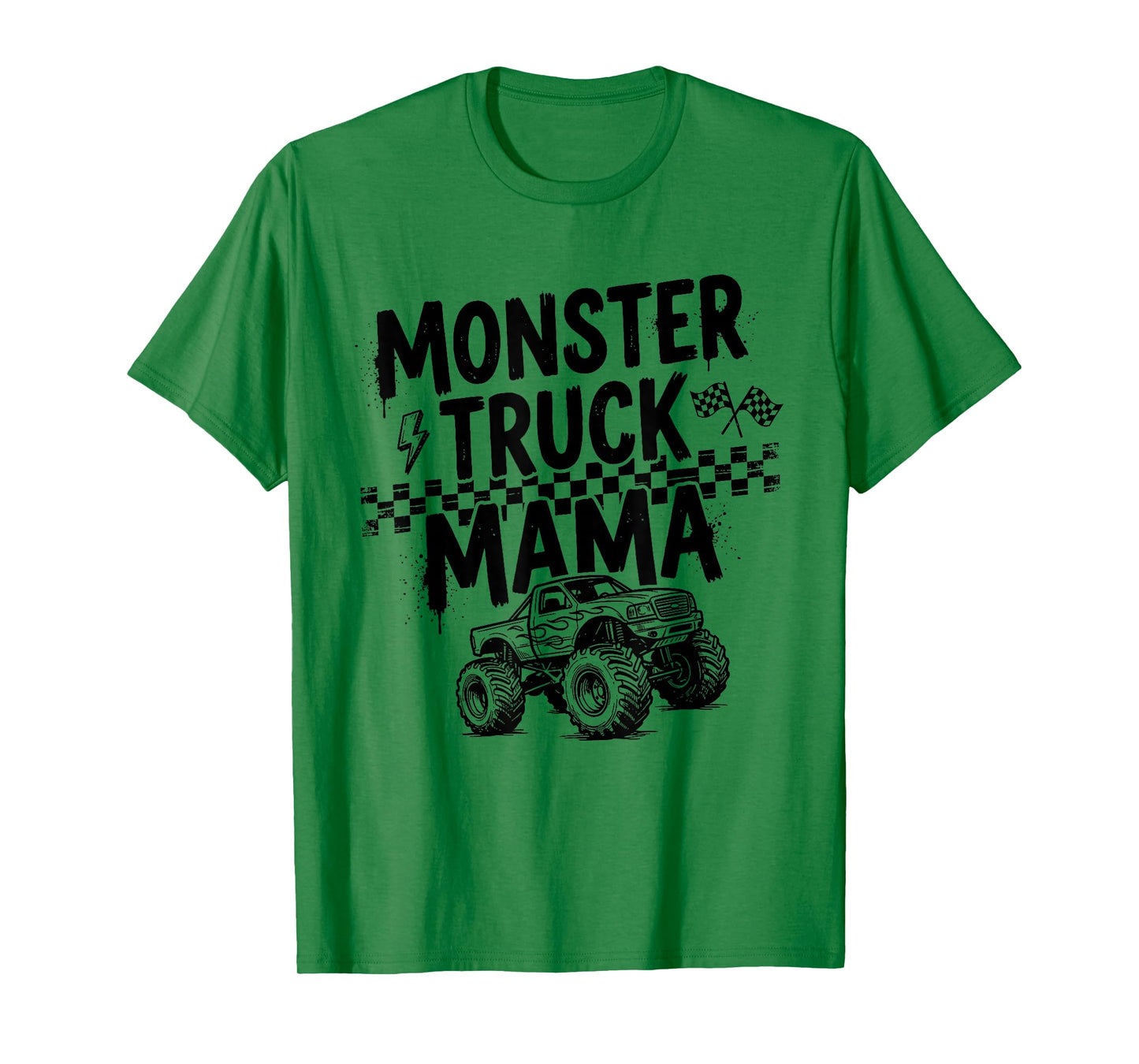 Monster Truck Mama Checkered Mothers Day Mom Birthday Women T-Shirt