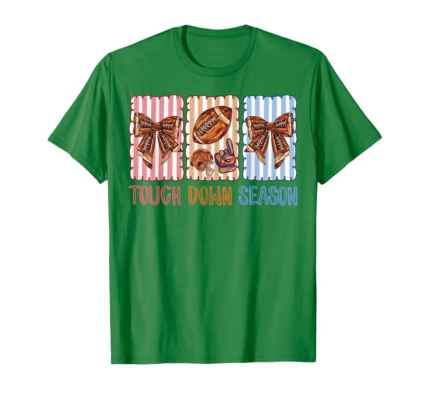 Preppy Football Game Day Touchdown Season Coquette Bow T-Shirt