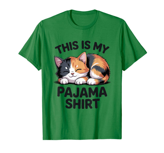 This is My Pajama Funny Calico Cat T-Shirt