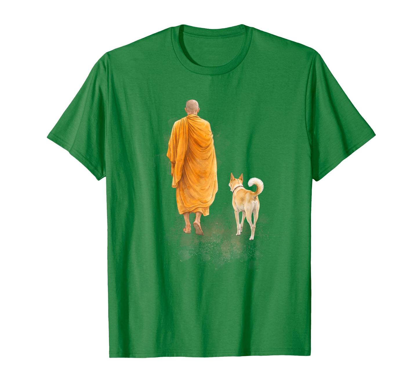 Peace Walking Monk & Dog Minimalist Zen Art T-Shirt