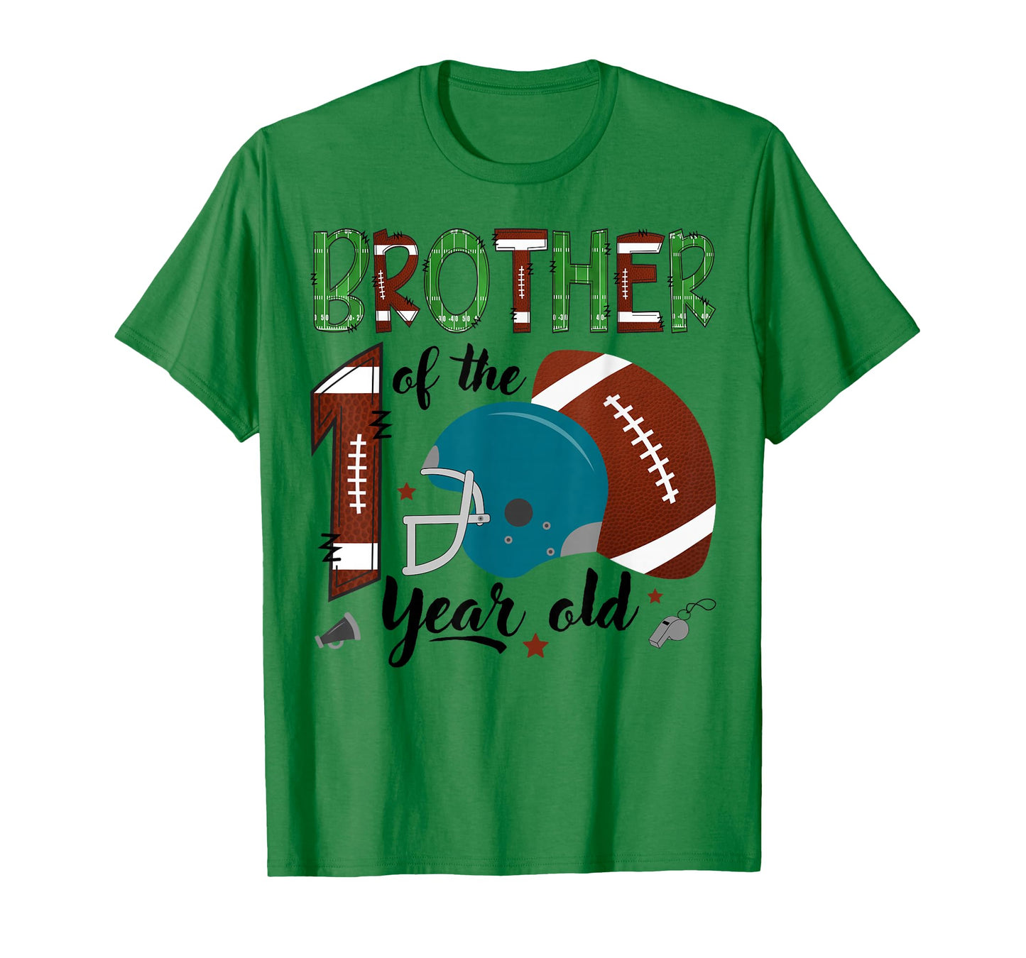 Brother Of The 1 Year Old Football 1St Year Down Birthday T-Shirt
