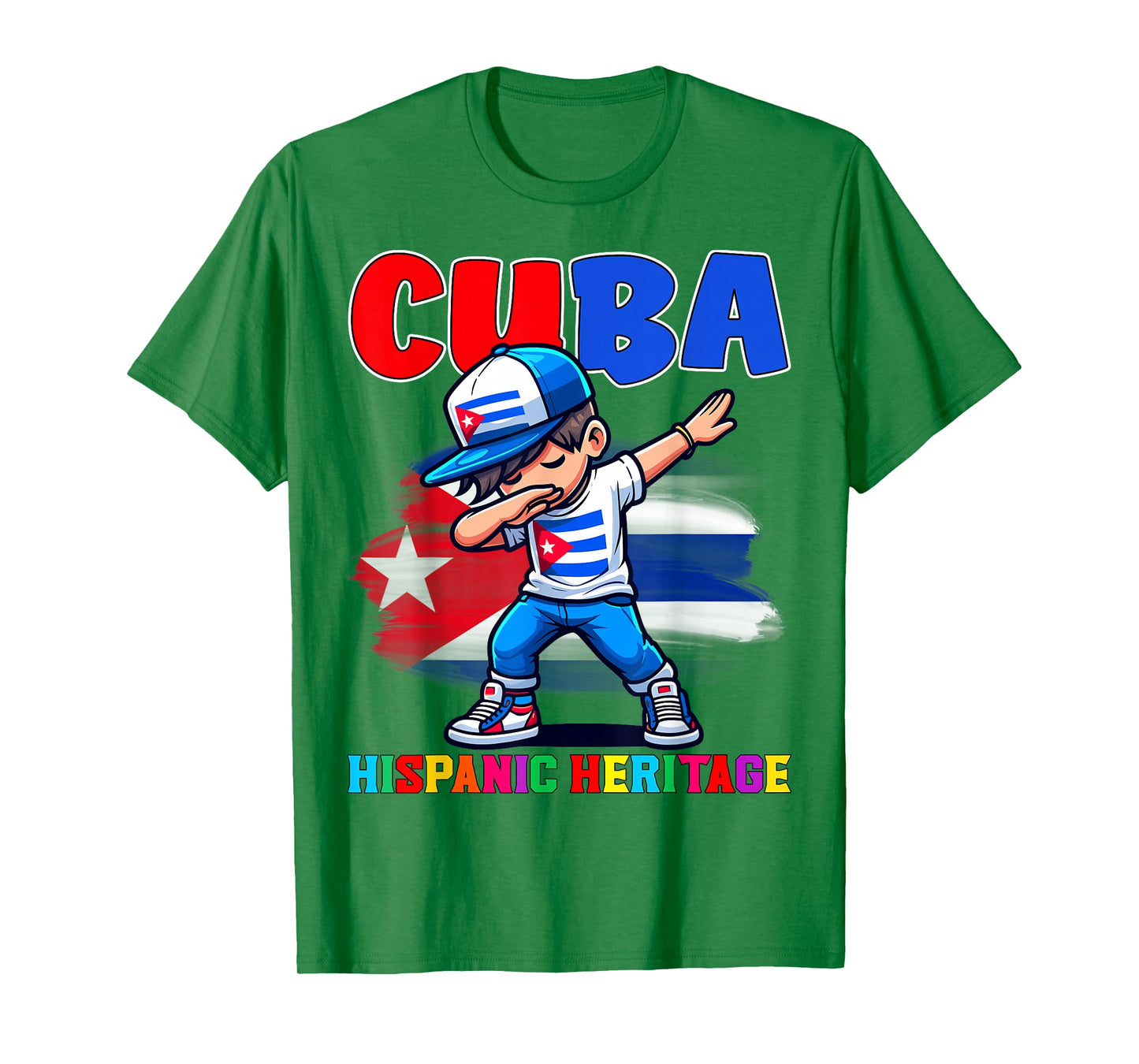 Cuba Dabbing Kid Hispanic Heritage Celebration for Kids T-Shirt