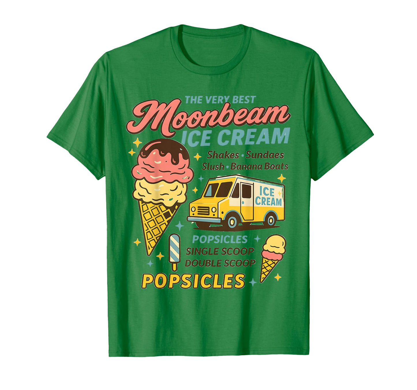 Vintage Moonbeam Ice Cream Truck Retro Double Scoop Popsicle T-Shirt