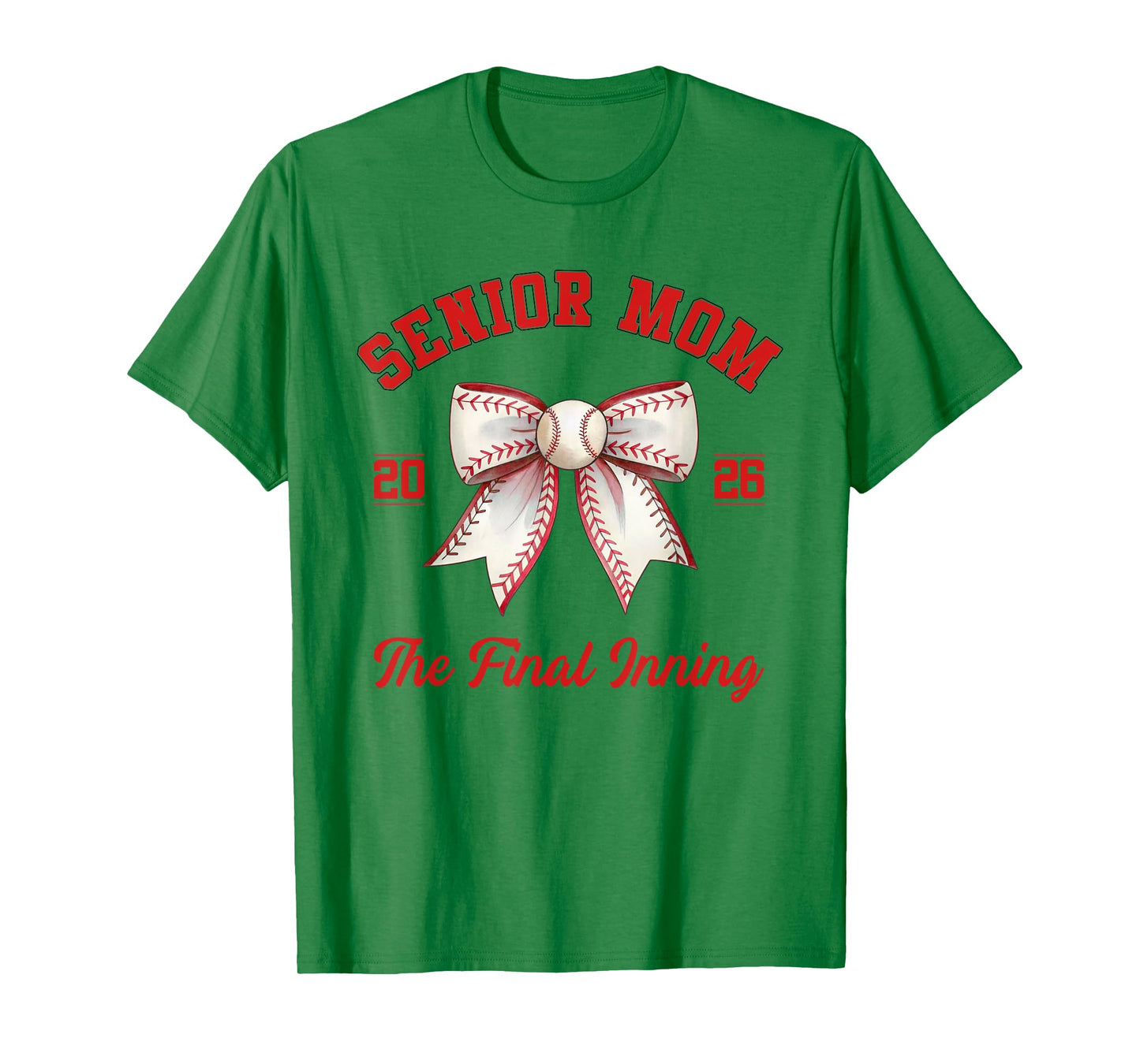 Baseball Senior Mom Coquette Bow Class Of 2026 Final Inning T-Shirt
