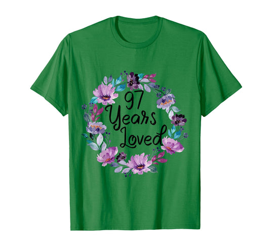 Floral 97 Years Old 97th Birthday Women's 97 Years Loved T-Shirt