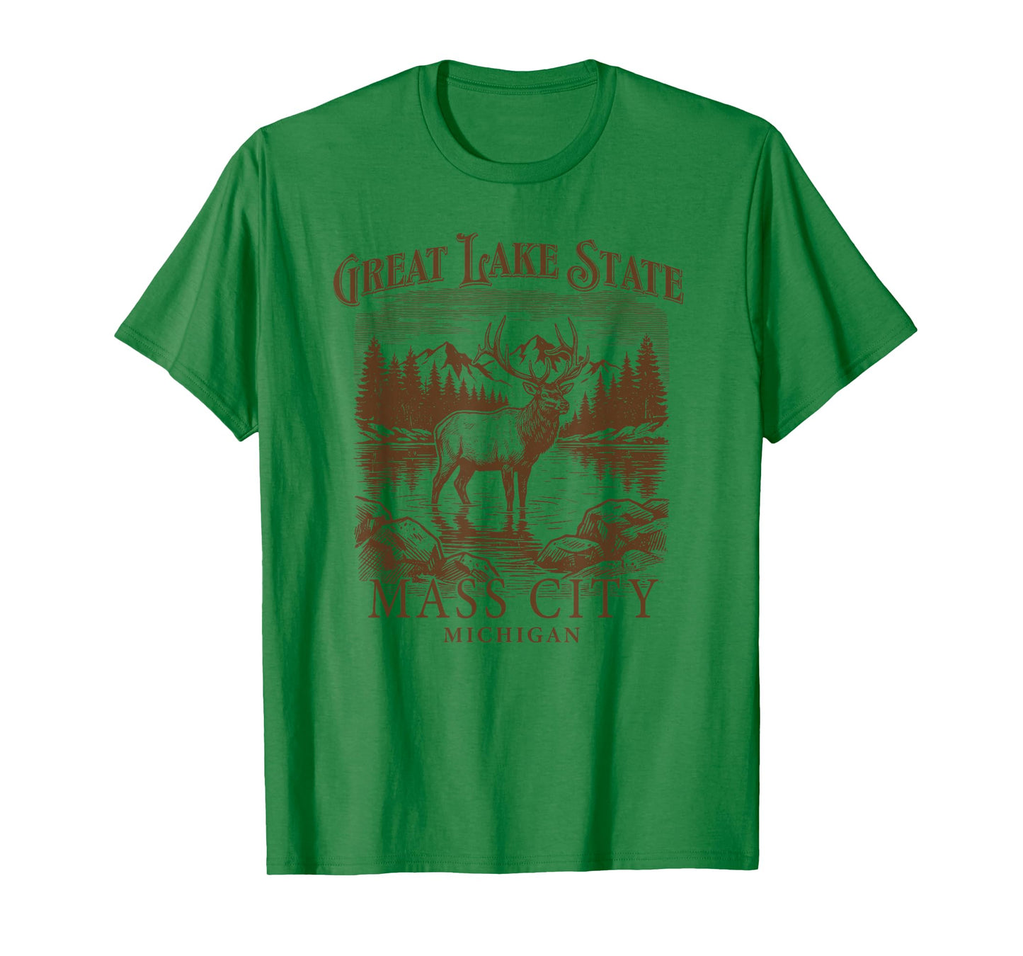 Mass City Michigan Great Lakes State Moose Deer T-Shirt