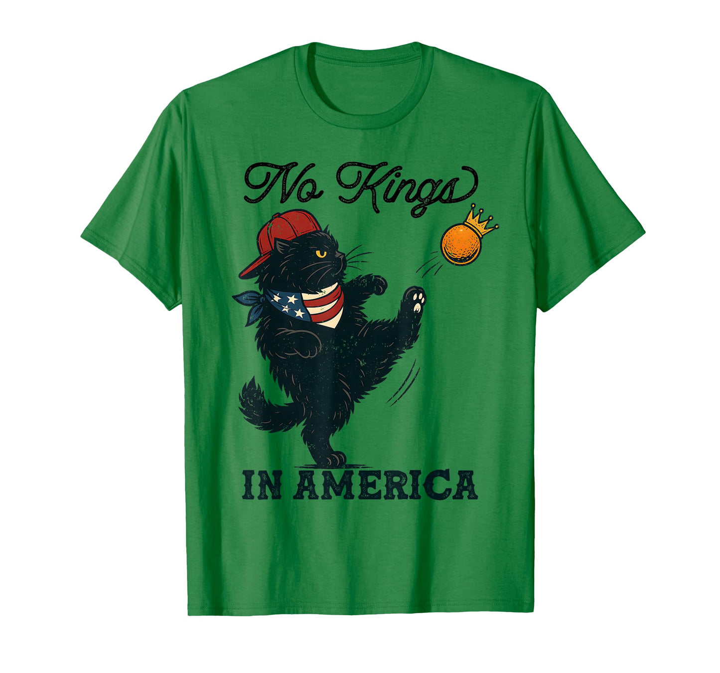 Black Cat No Kings In America, Vintage Cats Against Trump T-Shirt