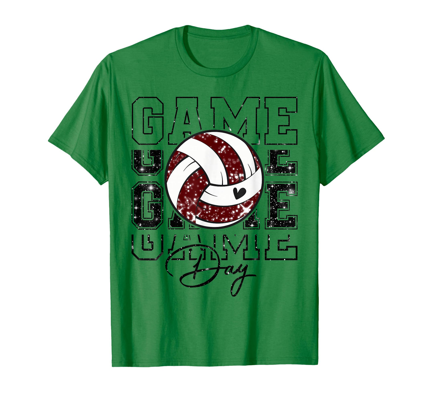 Volleyball Game Day Girls Volleyball Mom Maroon & White T-Shirt