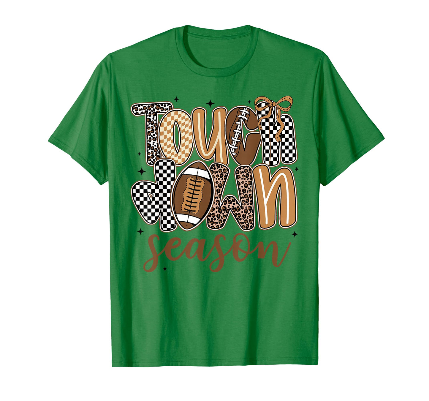 Retro Touchdown Season Leopard Game Day Football Mom Women T-Shirt
