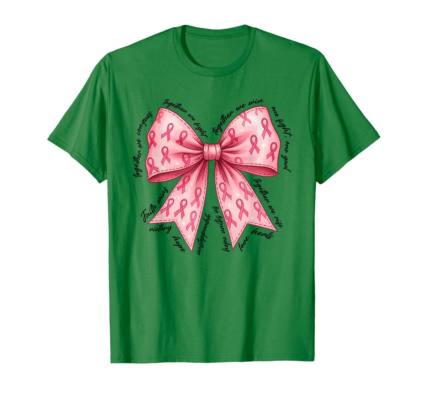 Pink Bow Breast Cancer Pink Ribbon in October We Wear Pink T-Shirt