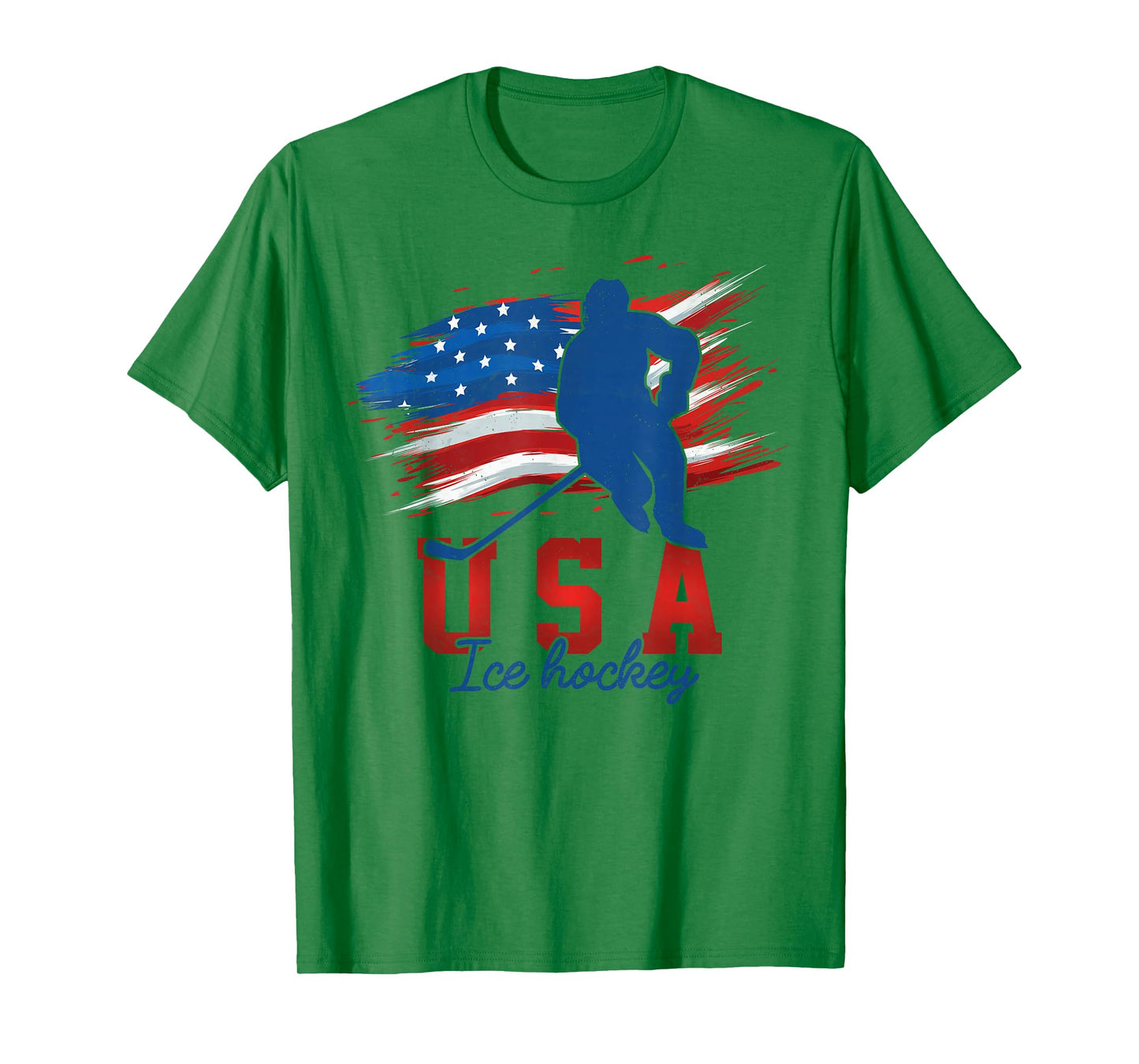 American Flag Ice Hockey 4th of July USA Support Team T-Shirt