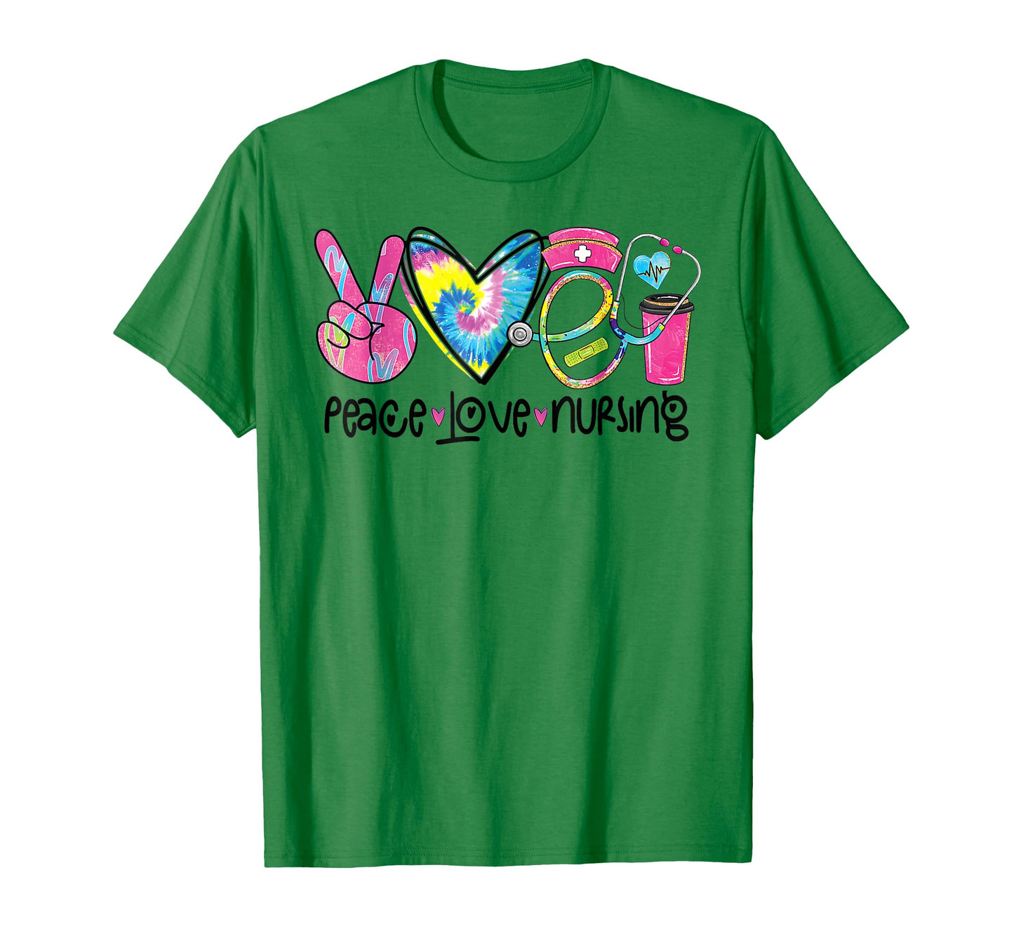 Peace Love Nursing Stethoscope Tie Dye Nurse 2024 T-Shirt