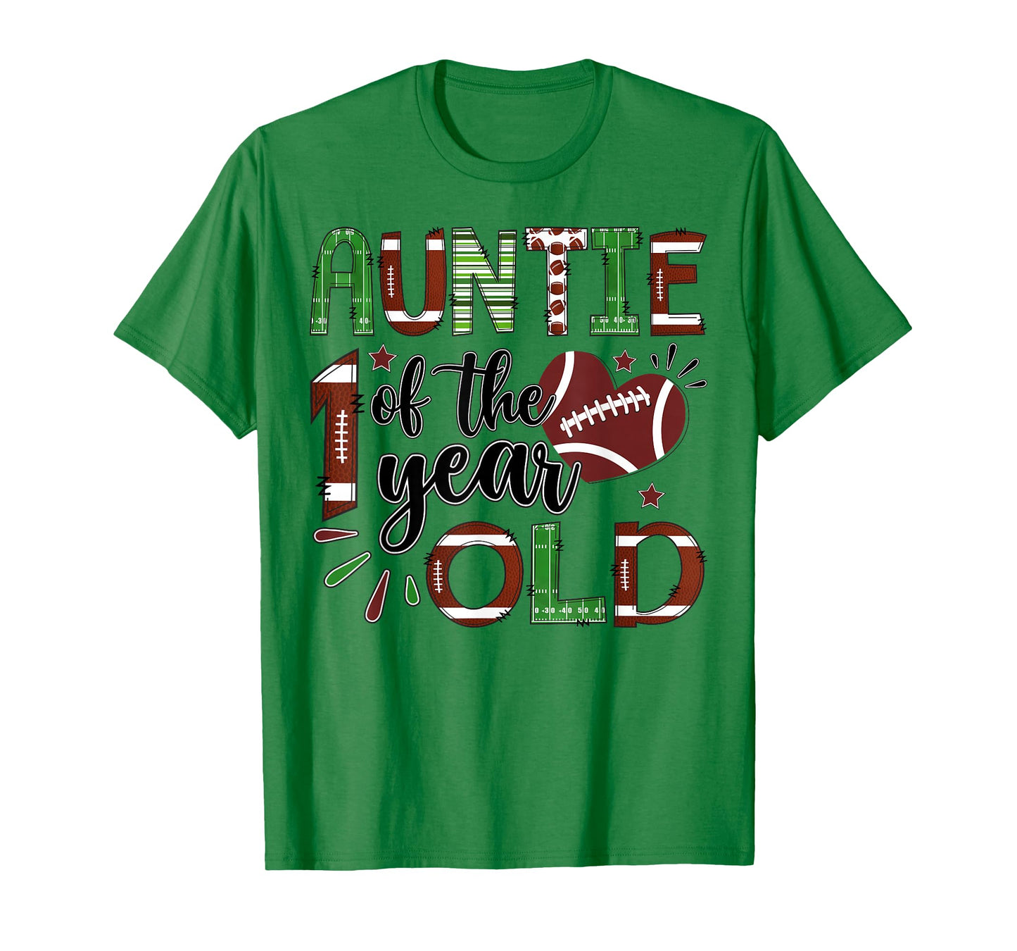 Auntie of The 1 Year Old Football 1st Birthday Boy Matching T-Shirt
