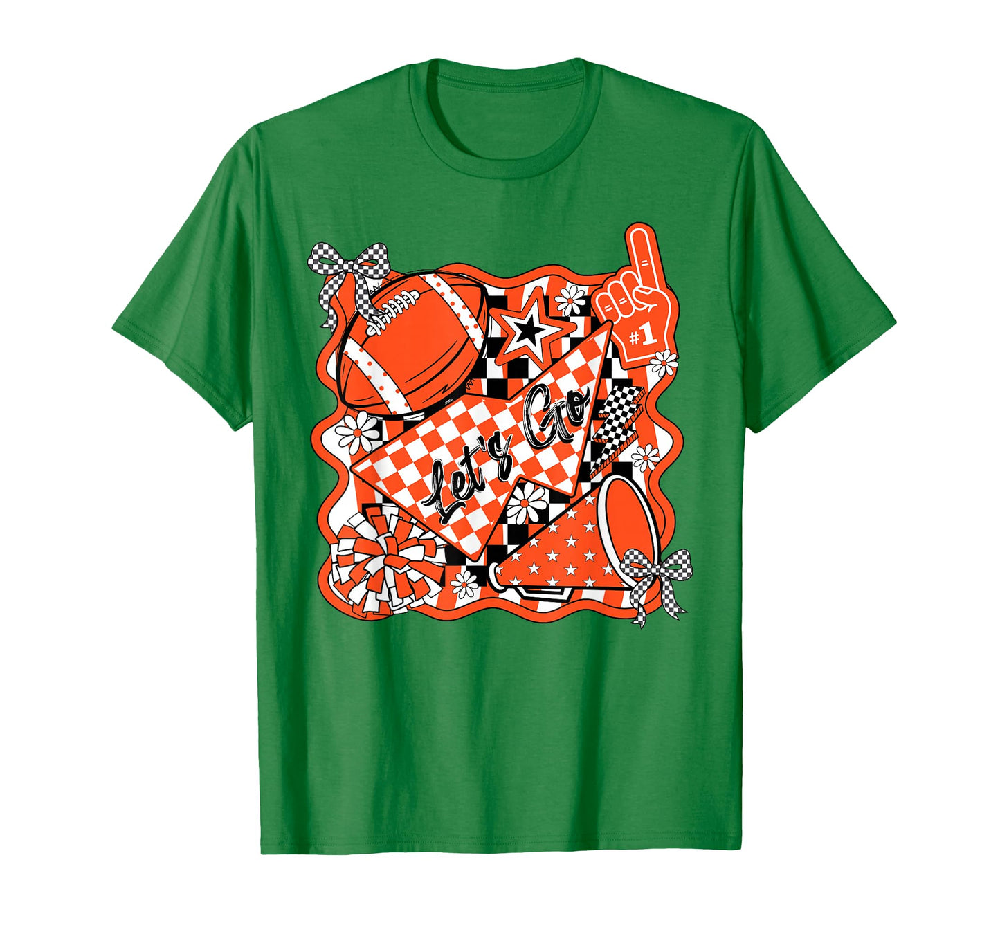 Let's Go Team Spirit Football Coquette Bow Game Day Orange T-Shirt