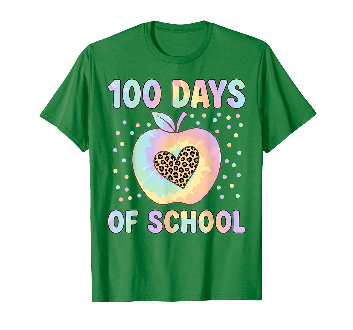 100 Days of School Leopard Tie Dye appele Kid T-Shirt
