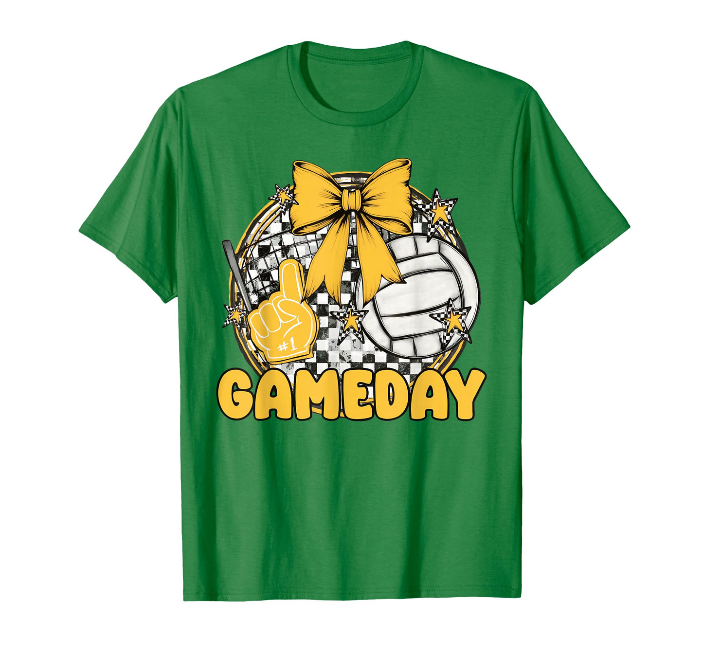 Volleyball Game Day Retro Girls Volleyball Mom Cheer Yellow T-Shirt