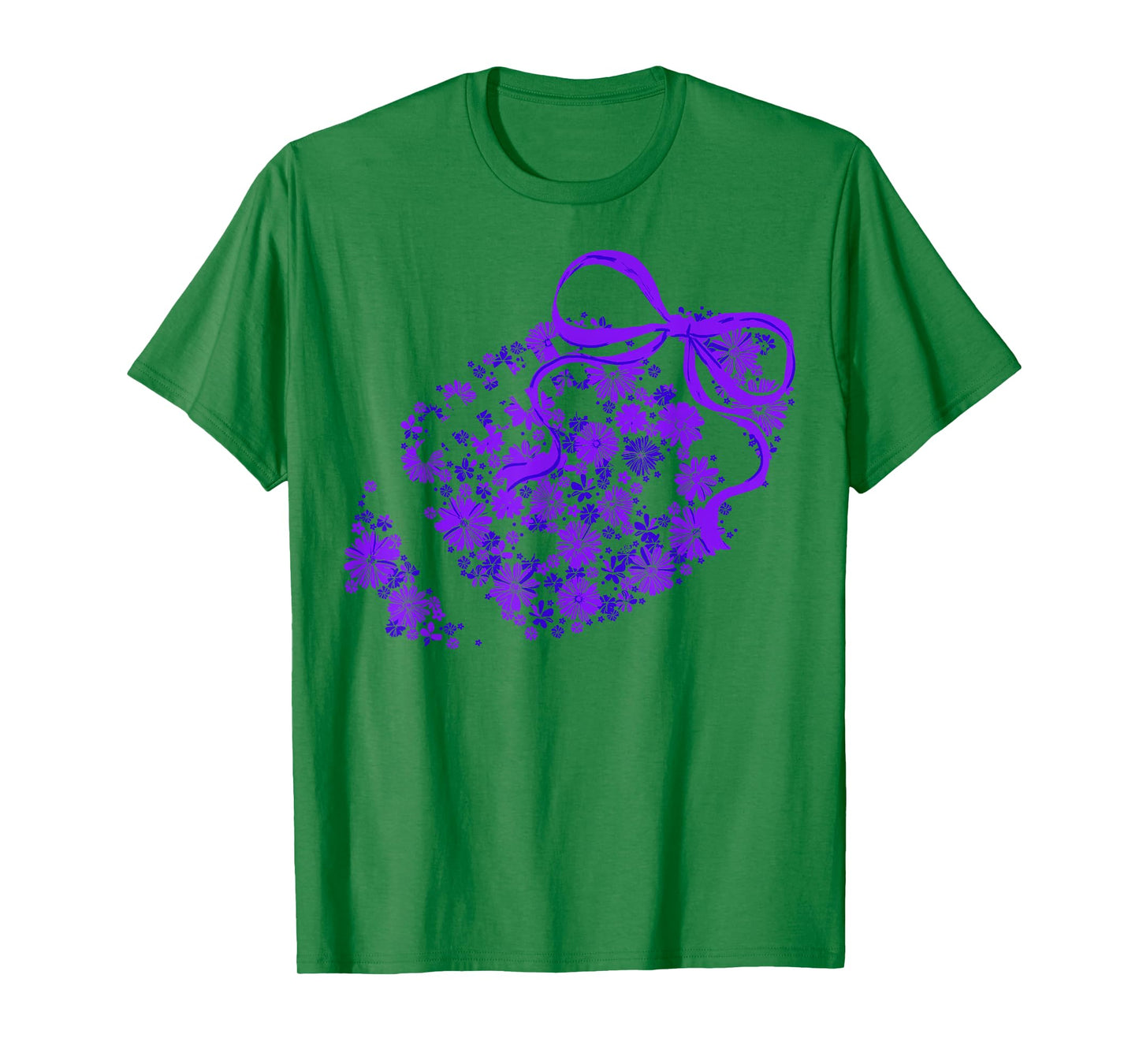 Floral Football Game Day Girly Coquette Team Spirit Purple T-Shirt