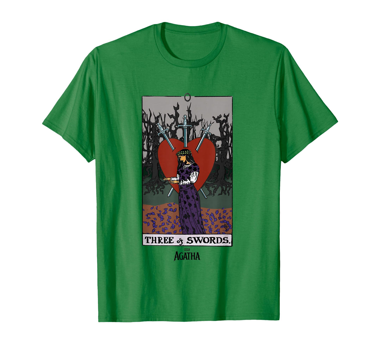 Marvel Agatha All Along Three Of Swords Vintage Tarot T-Shirt