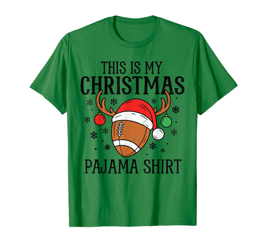 Christmas Football Pajama Shirt Santa Claus Matching Family T-Shirt