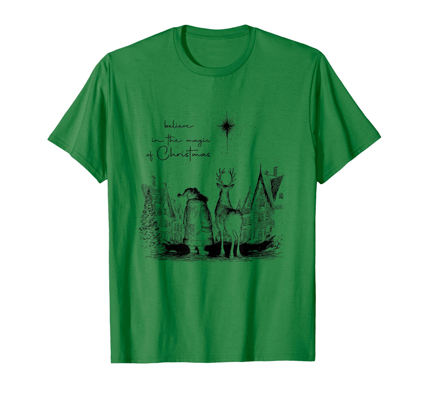 Believe in The Magic of Christmas Santa Reindeer Xmas Pajama T-Shirt