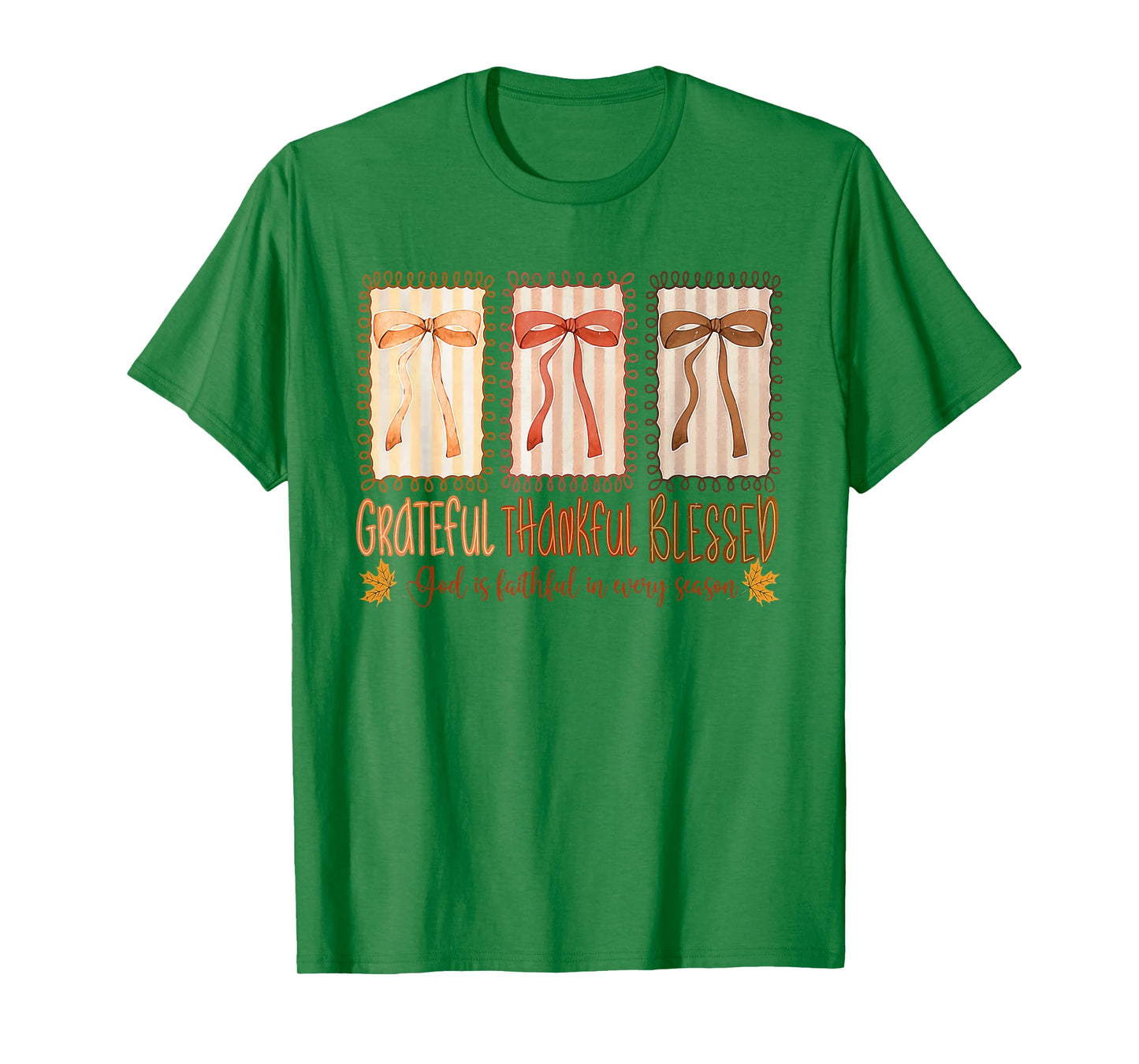 Grateful Thankful Blessed God's Faithful Christian Faith Bow T-Shirt