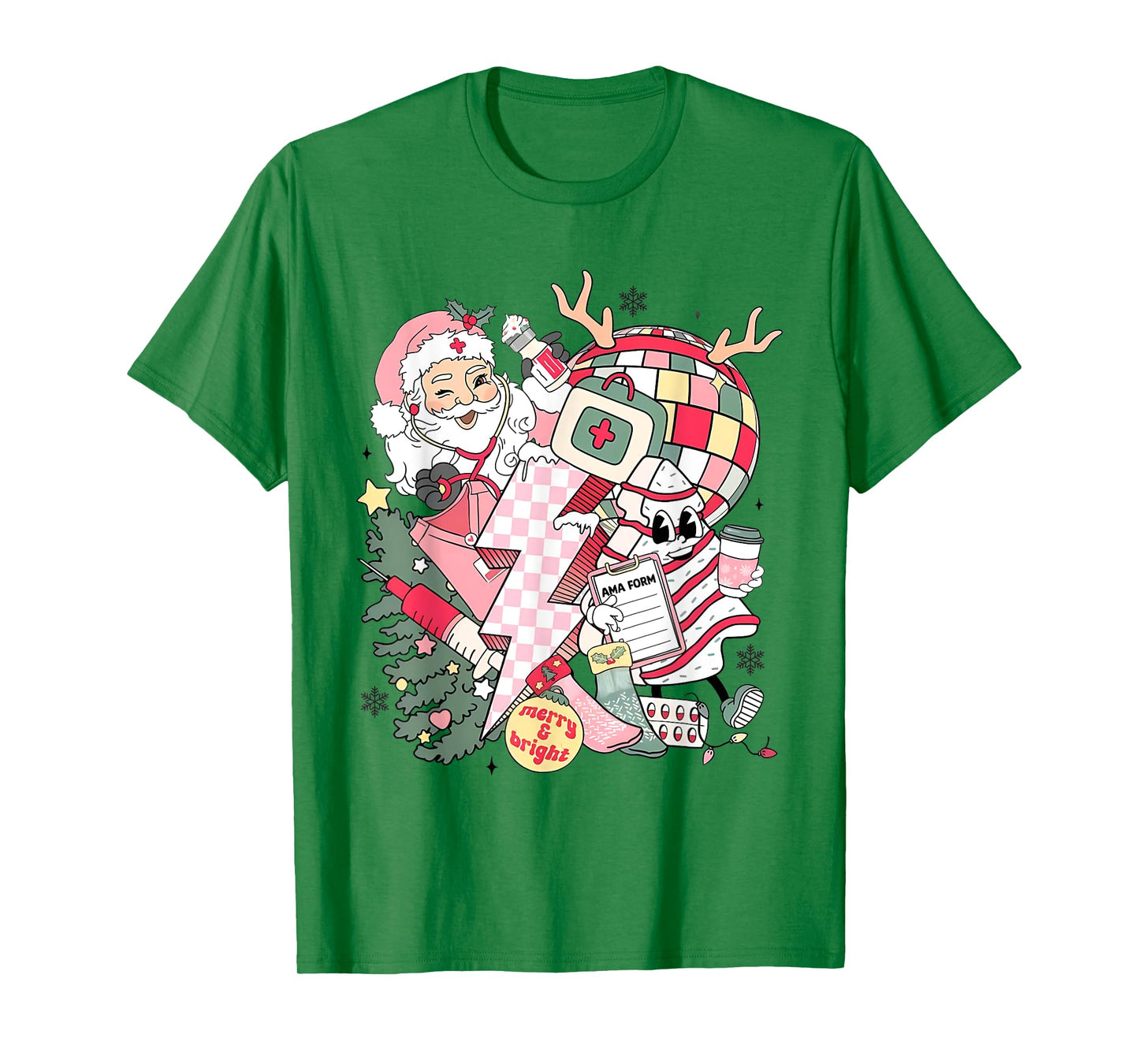 Christmas Santa Nurse Disco Ball Rn CNA Icu Med Surg Picu T-Shirt