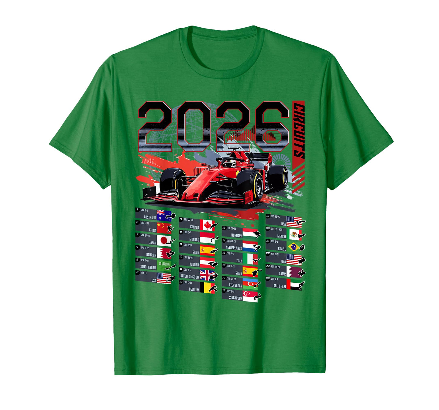 Racing Car Motorsport Schedule Race Circuit Motorsports 2026 T-Shirt