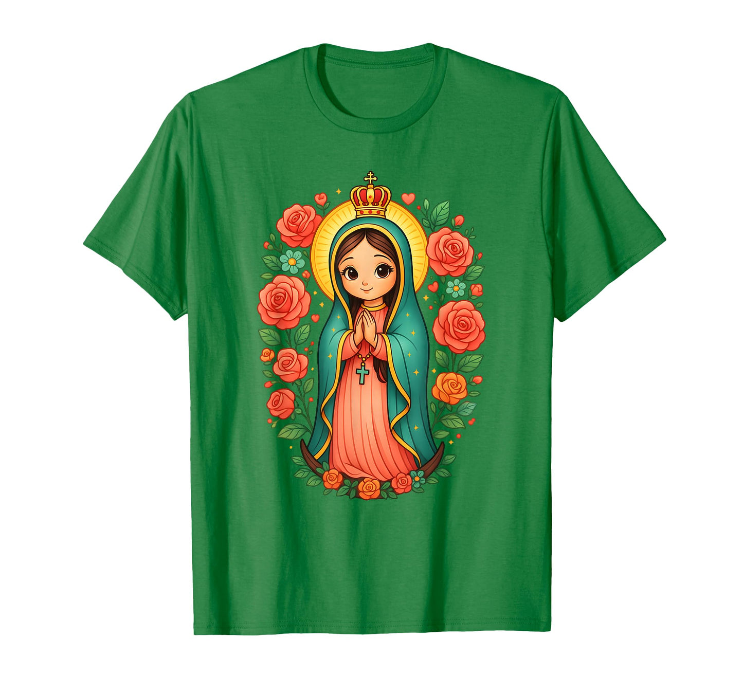 Cute Our Lady of Guadalupe Floral Mexican Identity T-Shirt