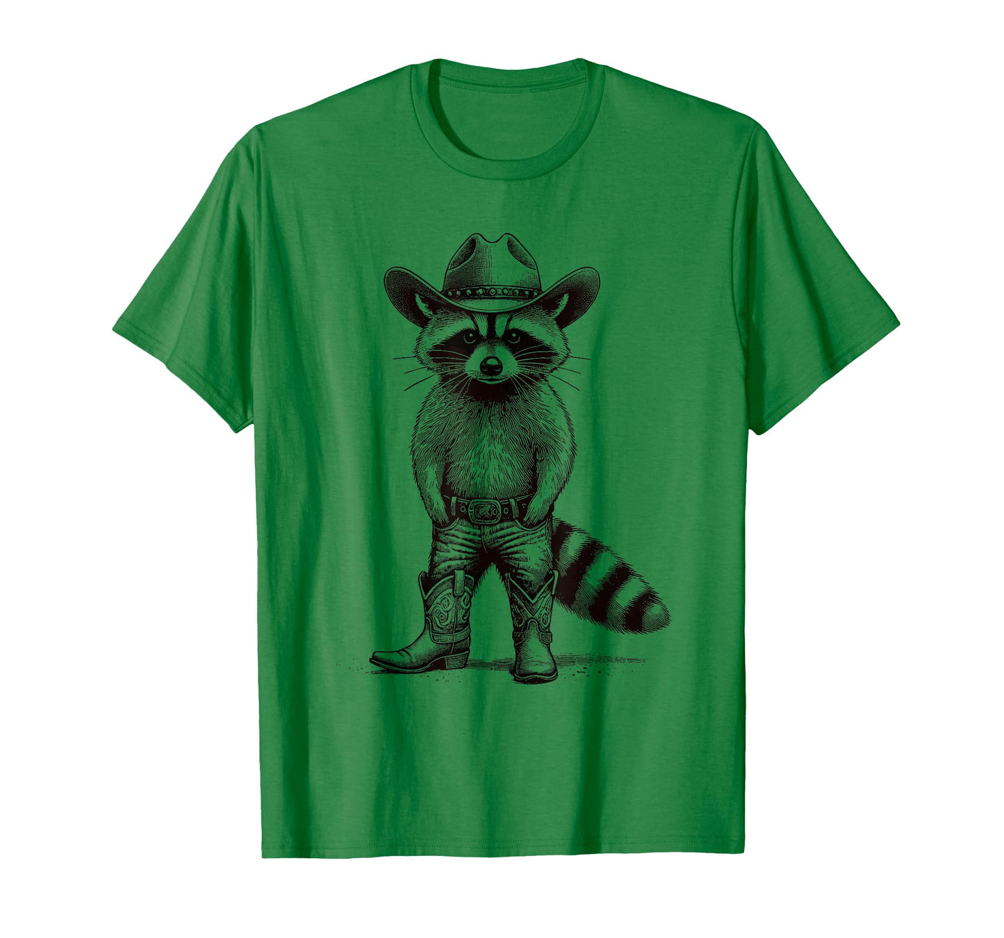 Country Animal Themed Gifts For Men, Women & Youth Vintage Cowboy Hat Raccoon & Cowgirl, Funny Western T-Shirt