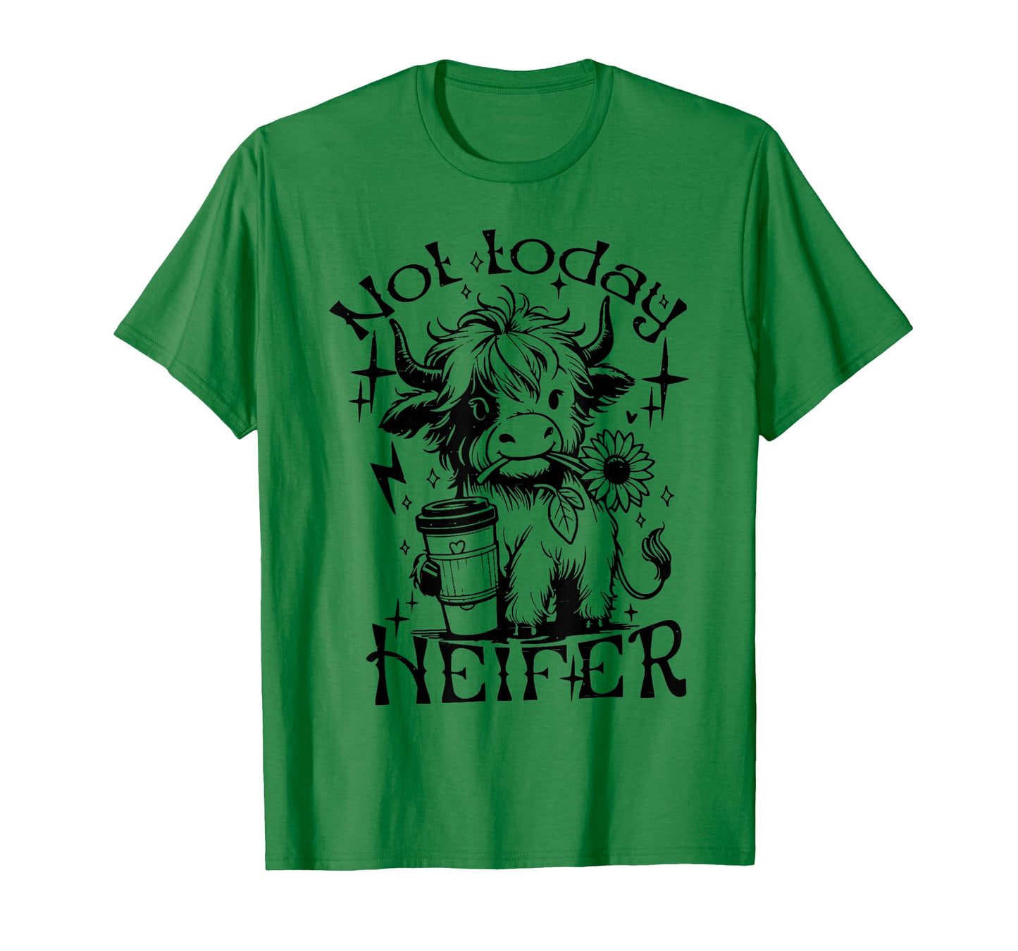 Not Today Heifer Sunflower Baby Highland Cow Western T-Shirt