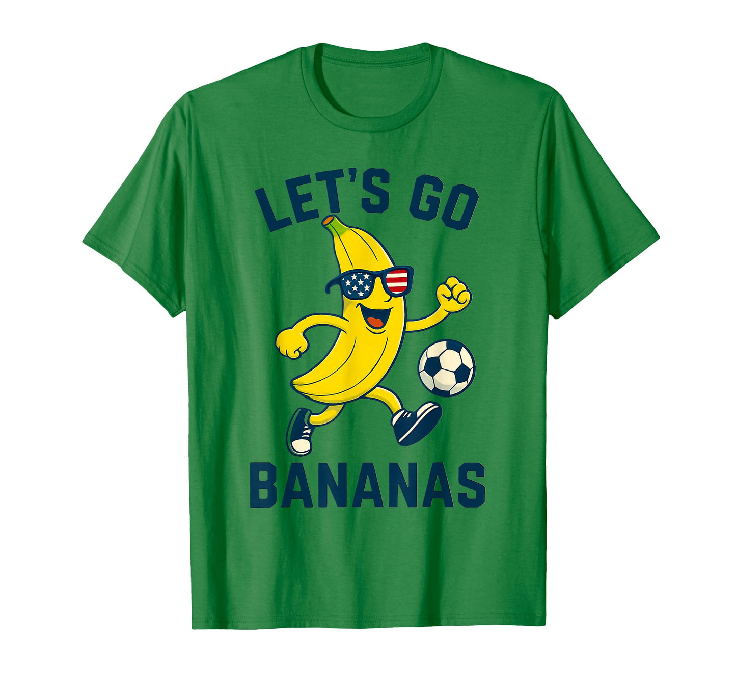 Funny Banana Soccer Cartoon Kicking Ball USA Flag Glasses T-Shirt