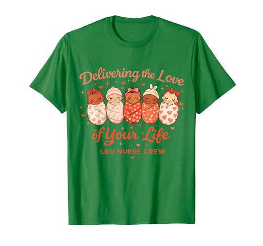Cute Labor Delivery Nurse Crew Heart Graphic Valentines Day T-Shirt